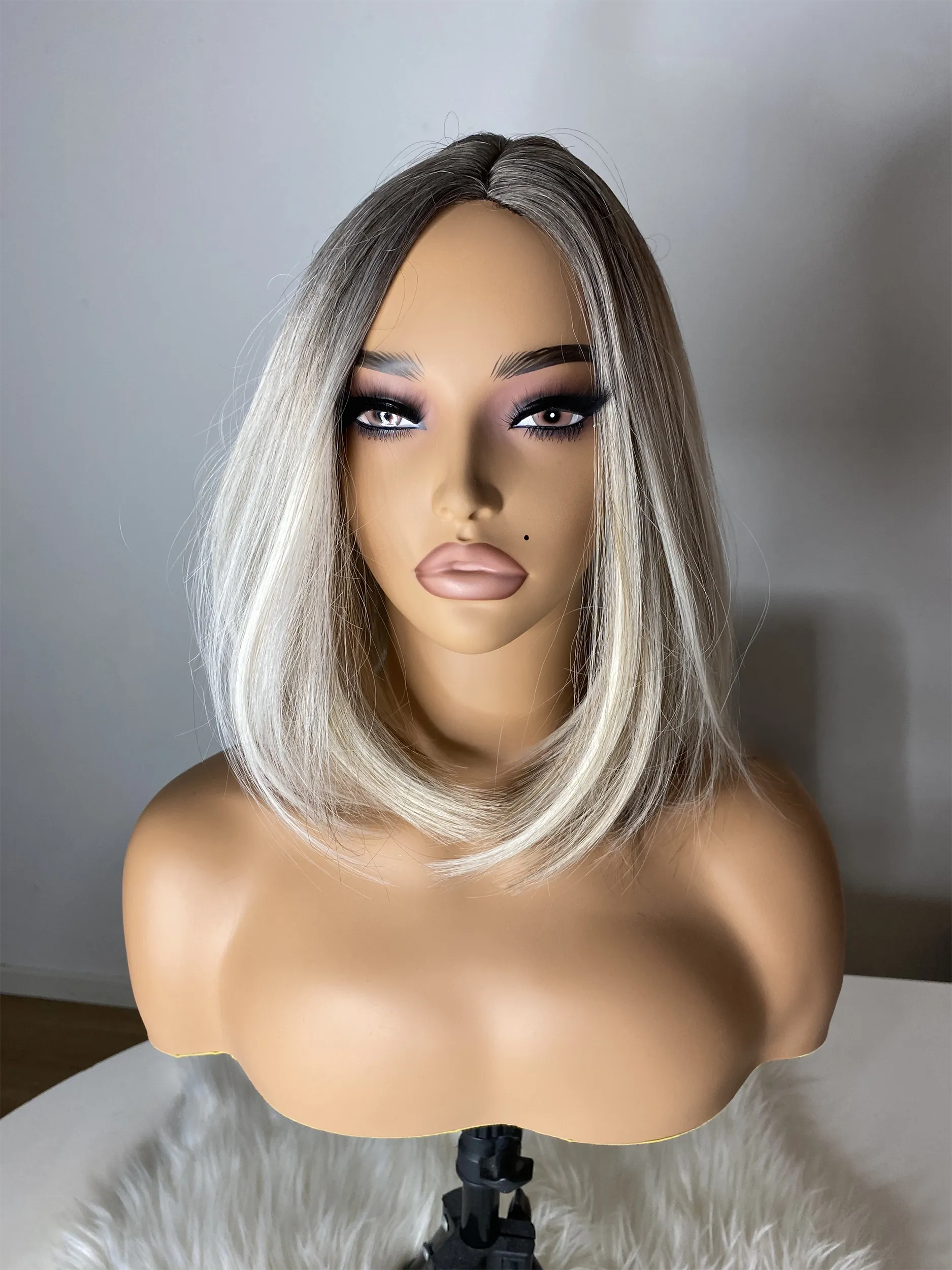 Skulderlang platinblond Full Cap Paryk