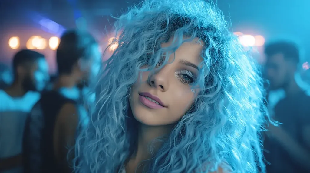 Farverige syntetiske parykker til fest