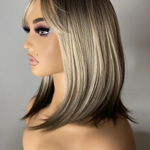 Full cap paryk Mocha Melt Ombre Skulderlang Paryk